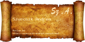 Szurcsik Andrea névjegykártya